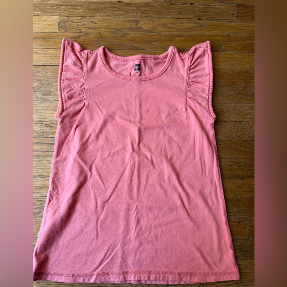 NWOT Tea Collection Coral Sleeveless Ruffle Top